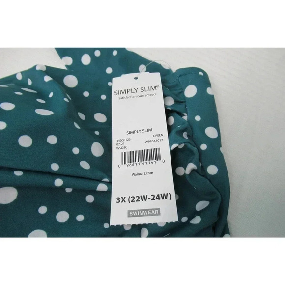 NWT Simply Swim One Piece Polka Dot Turquoise Halter Style Padded Size 3X - Picture 4 of 7